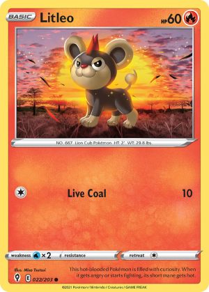 Litleo 22/203 SWSH Evolving Skies Common Pokemon Card