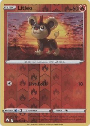 Litleo 22/203 SWSH Evolving Skies Reverse Holo Common Pokemon Card