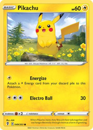 Pikachu 49/203 SWSH Evolving Skies Common Pokemon Card