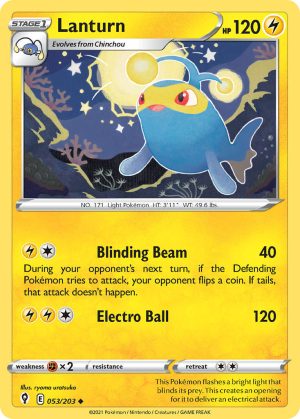 Lanturn 53/203 SWSH Evolving Skies Uncommon Pokemon Card