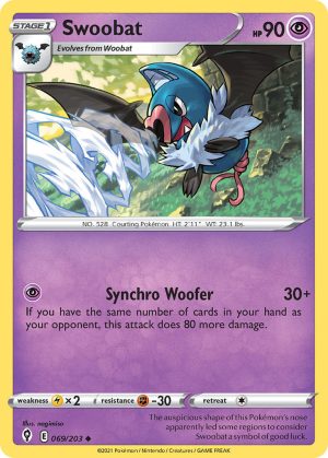 Swoobat 69/203 SWSH Evolving Skies Uncommon Pokemon Card