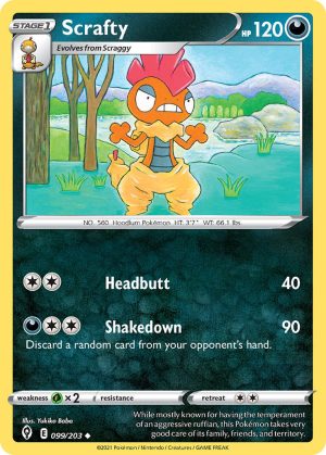 Scrafty 99/203 SWSH Evolving Skies Uncommon Pokemon Card