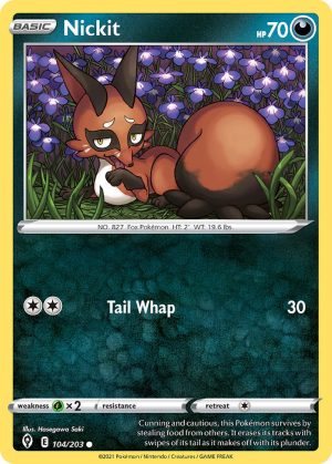 Nickit 104/203 SWSH Evolving Skies Common Pokemon Card