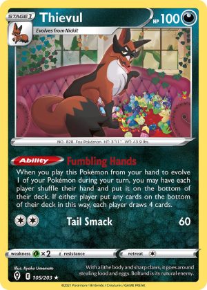 Thievul 105/203 SWSH Evolving Skies Rare Pokemon Card