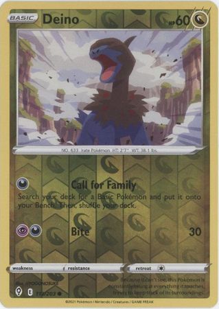 Deino 113/203 SWSH Evolving Skies Reverse Holo Common Pokemon Card