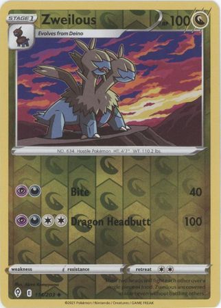 Zweilous 114/203 SWSH Evolving Skies Reverse Holo Uncommon Pokemon Card