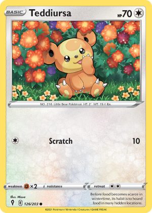 Teddiursa 126/203 SWSH Evolving Skies Common Pokemon Card