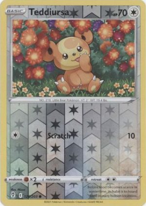 Teddiursa 126/203 SWSH Evolving Skies Reverse Holo Common Pokemon Card