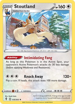 Stoutland 135/203 SWSH Evolving Skies Rare Pokemon Card