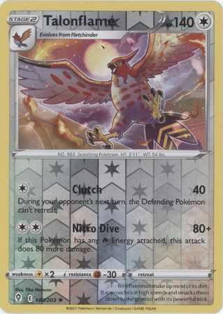 Talonflame 140/203 SWSH Evolving Skies Reverse Holo Rare Pokemon Card