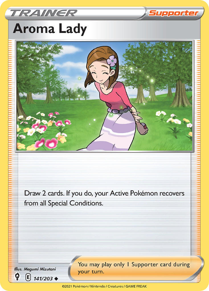 Aroma Lady 141/203 SWSH Evolving Skies Uncommon Trainer Pokemon Card