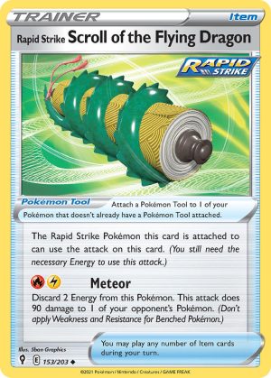 Rapid Strike Scroll of the Flying Dragon 153/203 SWSH Evolving Skies Uncommon Trainer Pokemon Card