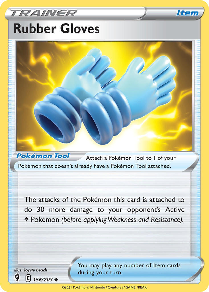 Rubber Gloves 156/203 SWSH Evolving Skies Uncommon Trainer Pokemon Card