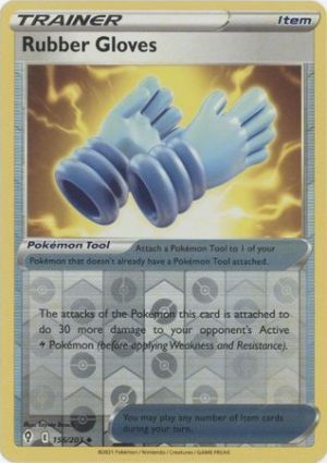 Rubber Gloves 156/203 SWSH Evolving Skies Reverse Holo Uncommon Trainer Pokemon Card