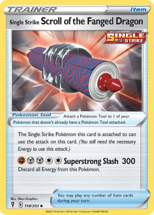 Single Strike Scroll of the Fanged Dragon 158/203 SWSH Evolving Skies Uncommon Trainer Pokemon Card