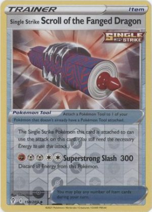 Single Strike Scroll of the Fanged Dragon 158/203 SWSH Evolving Skies Reverse Holo Uncommon Trainer Pokemon Card