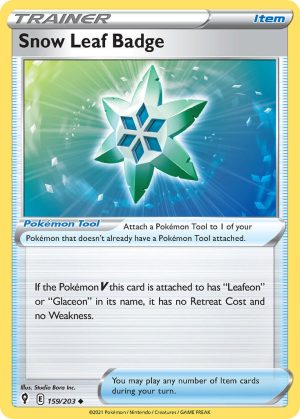 Snow Leaf Badge 159/203 SWSH Evolving Skies Uncommon Trainer Pokemon Card