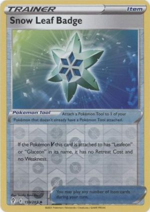 Snow Leaf Badge 159/203 SWSH Evolving Skies Reverse Holo Uncommon Trainer Pokemon Card