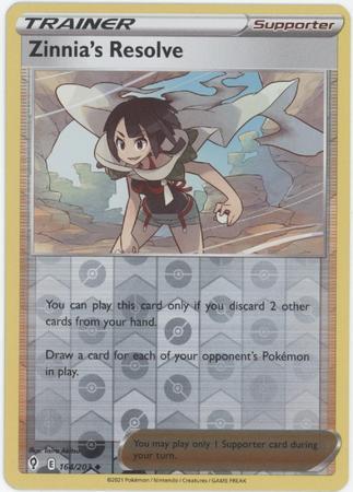 Zinnia's Resolve 164/203 SWSH Evolving Skies Reverse Holo Uncommon Trainer Pokemon Card