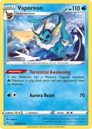 Vaporeon 30/185 Vivid Voltage Rare Pokemon Card
