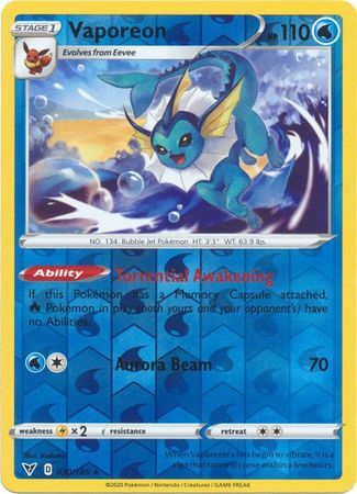 Vaporeon 30/185 Vivid Voltage Reverse Holo Rare Pokemon Card