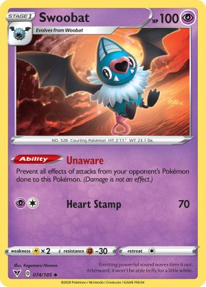 Swoobat 74/185 Vivid Voltage Uncommon Pokemon Card