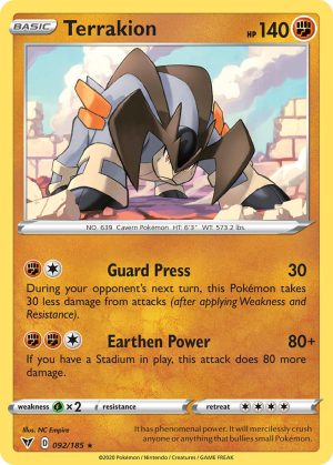 Terrakion 92/185 Vivid Voltage Rare Pokemon Card