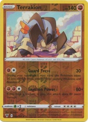 Terrakion 92/185 Vivid Voltage Reverse Holo Rare Pokemon Card
