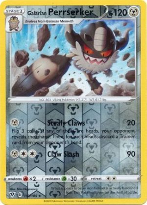 Galarian Perrserker 113/185 Vivid Voltage Reverse Holo Rare Pokemon Card