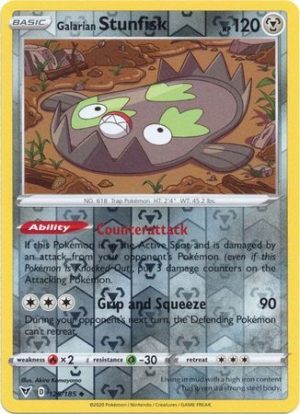Galarian Stunfisk 125/185 Vivid Voltage Reverse Holo Uncommon Pokemon Card
