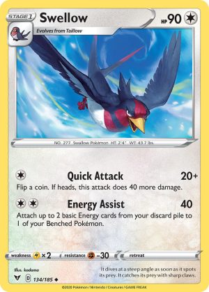 Swellow 134/185 Vivid Voltage Uncommon Pokemon Card