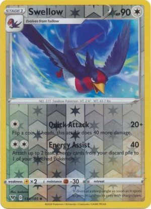 Swellow 134/185 Vivid Voltage Reverse Holo Uncommon Pokemon Card