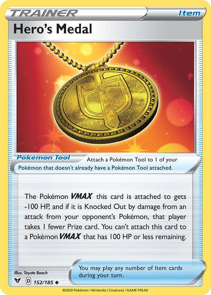 Hero's Medal 152/185 Vivid Voltage Uncommon Trainer Pokemon Card