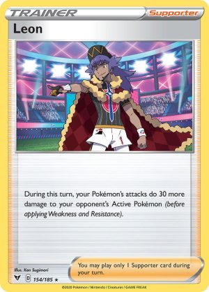 Leon 154/185 Vivid Voltage Holo Rare Trainer Pokemon Card