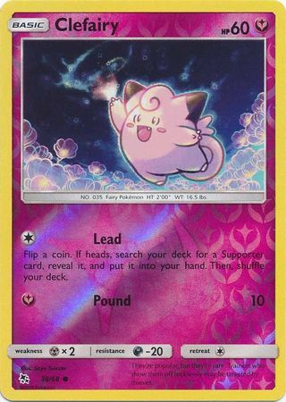 Clefairy 38/68 SM Hidden Fates Reverse Holo Common Pokemon Card