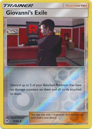 Giovanni's Exile 57/68 SM Hidden Fates Reverse Holo Uncommon Trainer Pokemon Card