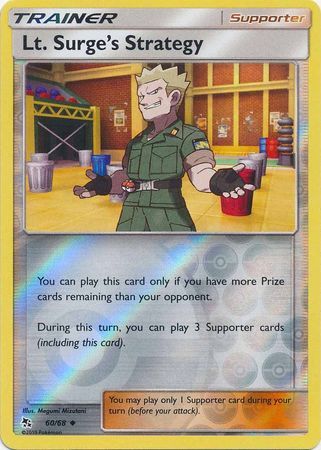 Lt. Surge's Strategy 60/68 SM Hidden Fates Reverse Holo Uncommon Trainer Pokemon Card