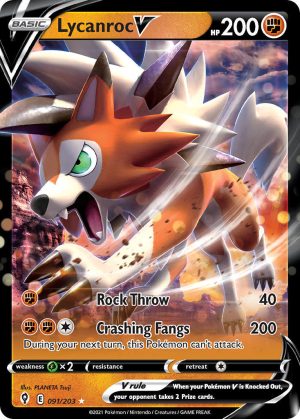 Lycanroc V 91/203 SWSH Evolving Skies Holo Ultra Rare Pokemon Card