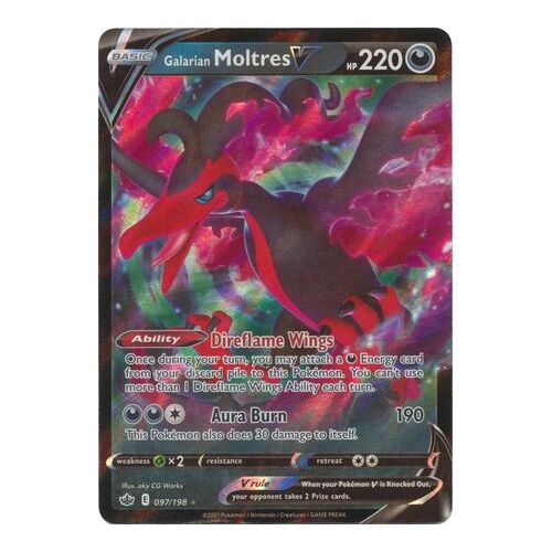 Galarian Moltres V 97/198 SWSH Chilling Reign Ultra Rare Pokemon Card