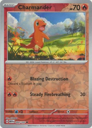 Charmander 004/165 Scarlet and Violet 151 Reverse Holo Common Pokemon Card