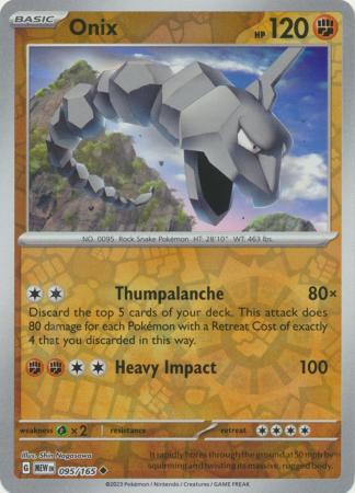 Onix 095/165 Scarlet and Violet 151 Reverse Holo Uncommon Pokemon Card