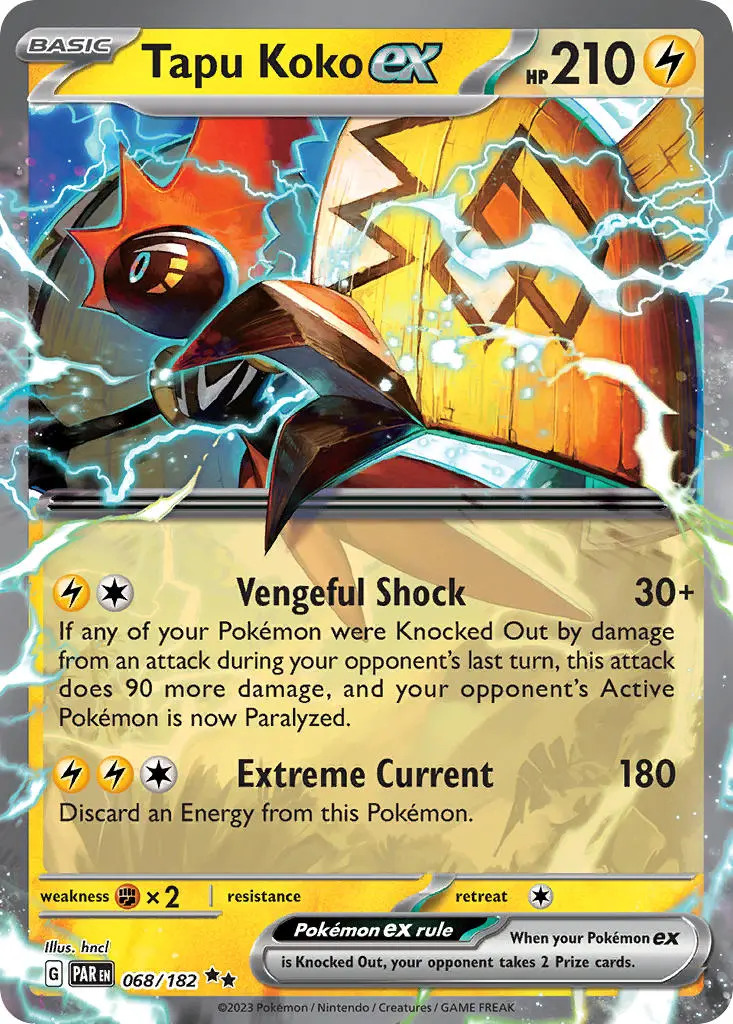Tapu Koko EX 068/182 Scarlet and Violet Paradox Rift Holo Ultra Rare Pokemon Card