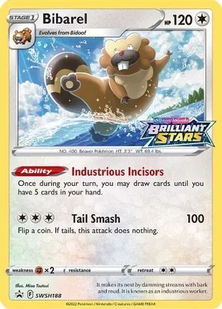 Bibarel SWSH188 Black Star Promo Pokemon Card
