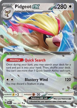 Pidgeot ex 164/197 Scarlet and Violet Obsidian Flames Holo Ultra Rare Pokemon Card