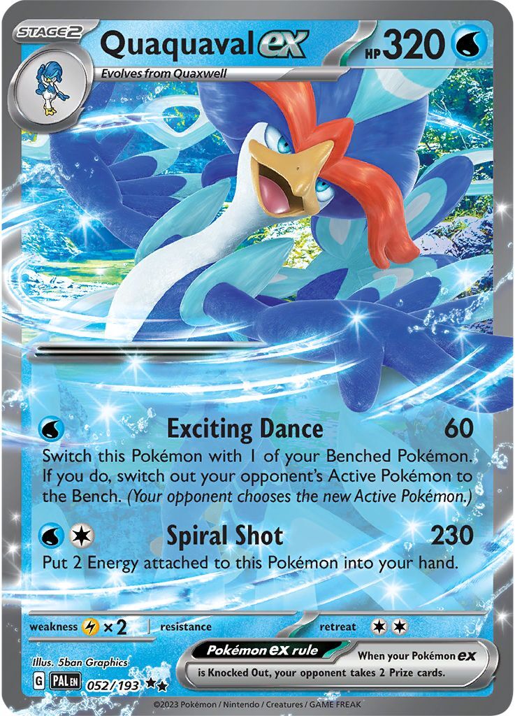 Quaquaval ex 052/193 Scarlet and Violet Paldea Evolved Holo Ultra Rare Pokemon Card | Gogi Collectables Quaquaval ex 052/193 Scarlet and Violet Paldea Evolved Holo Ultra Rare Pokemon Card | Gogi Collectables