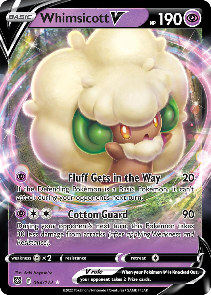 Whimsicott V 64/172 SWSH Brilliant Stars Holo Ultra Rare Pokemon Card