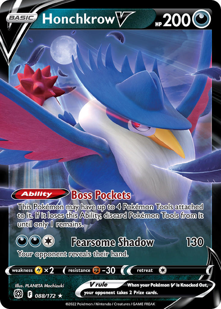 Honchkrow V 88/172 SWSH Brilliant Stars Holo Ultra Rare Pokemon Card