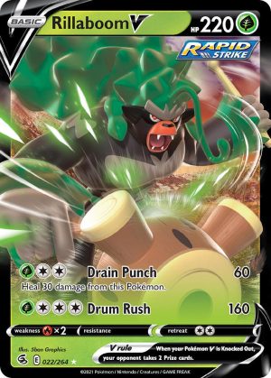 Rillaboom V 22/264 SWSH Fusion Strike Holo Ultra Rare Pokemon Card