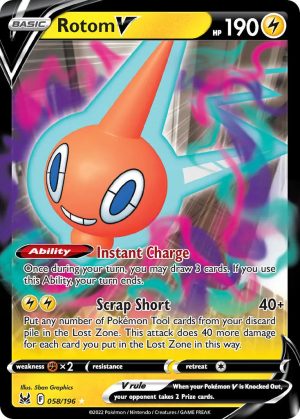 Rotom V 058/196 SWSH Lost Origin Holo Ultra Rare Pokemon Card