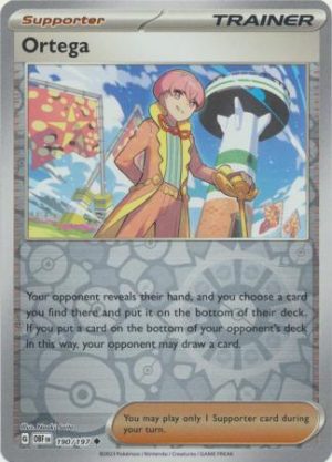 Ortega 190/197 Scarlet and Violet Obsidian Flames Reverse Holo Trainer Uncommon Pokemon Card